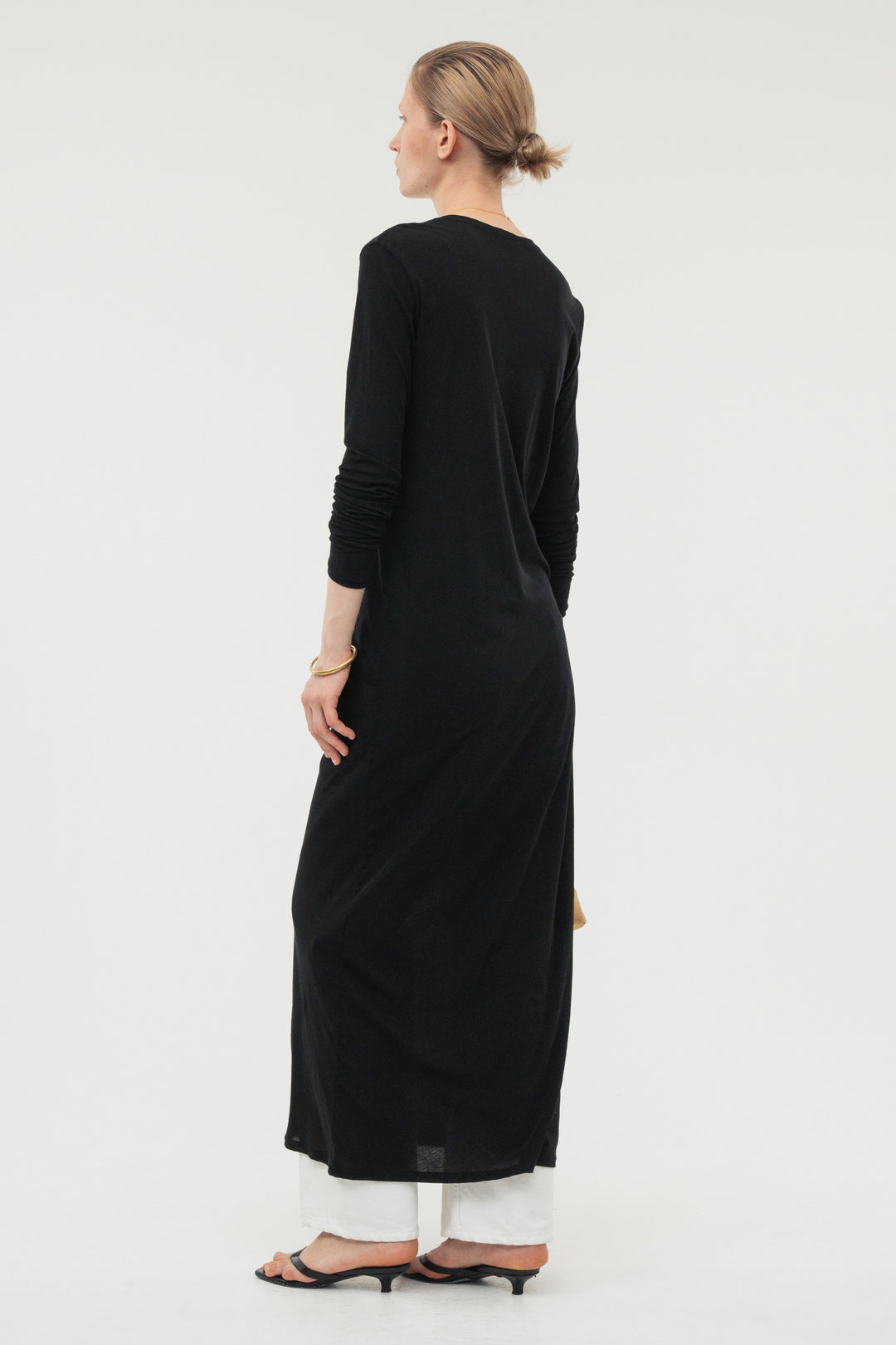 Minimal Henley Dress / White