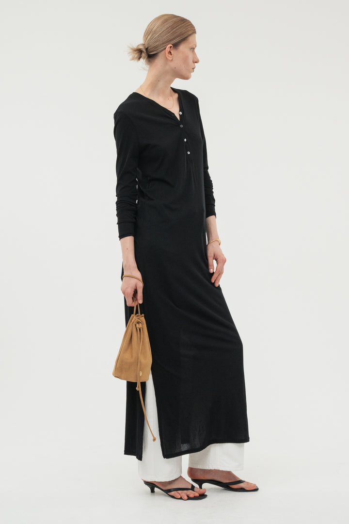 Minimal Henley Dress / White
