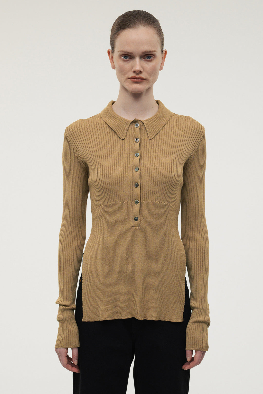 Silk Polo Knit / White
