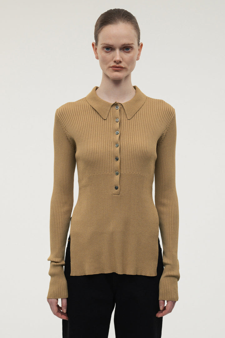 Silk Polo Knit / White