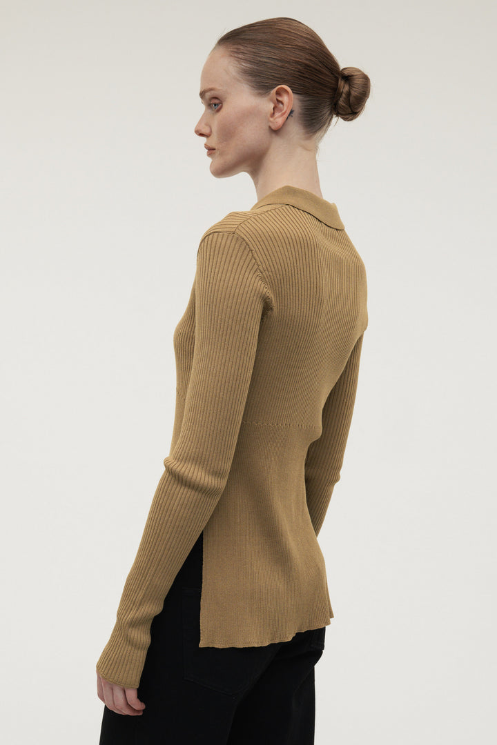 Silk Polo Knit / White