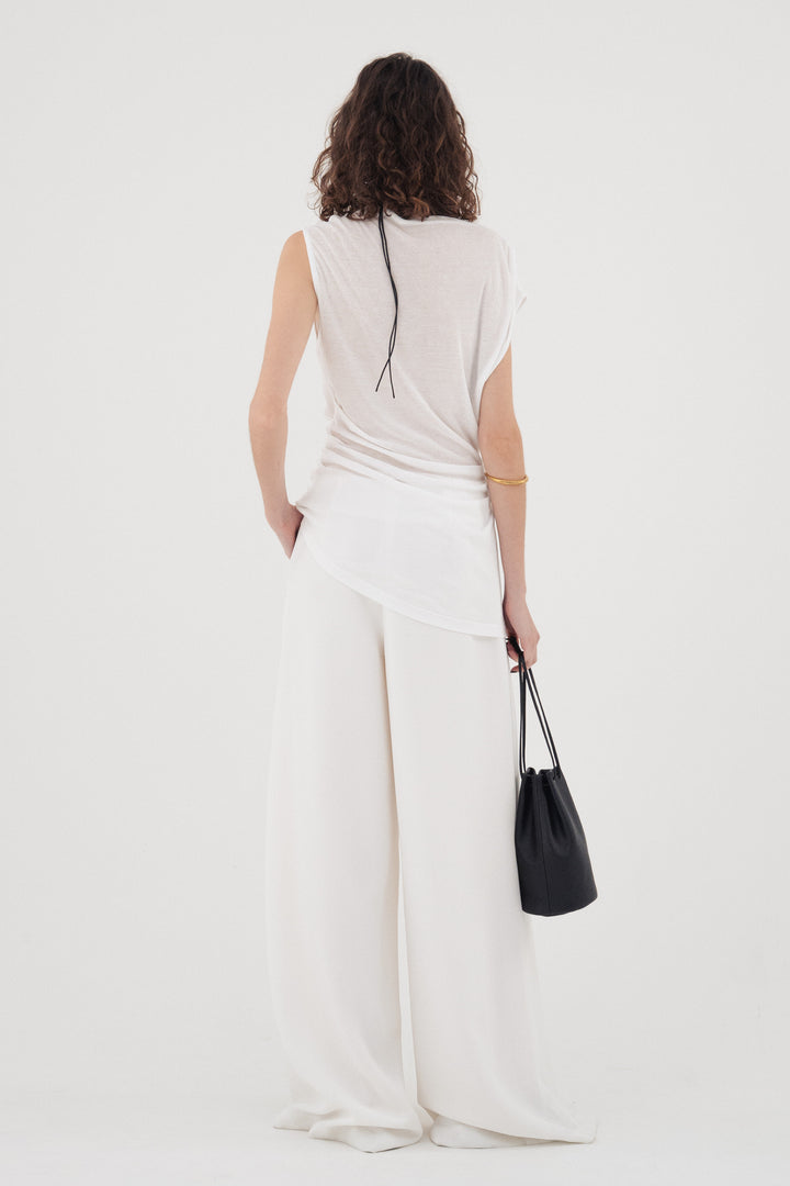 Flare Wide Trousers / White