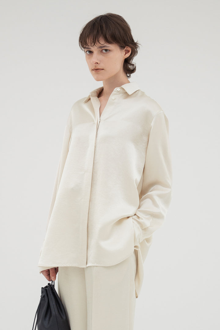 Vintage Satin Shirt / Ecru