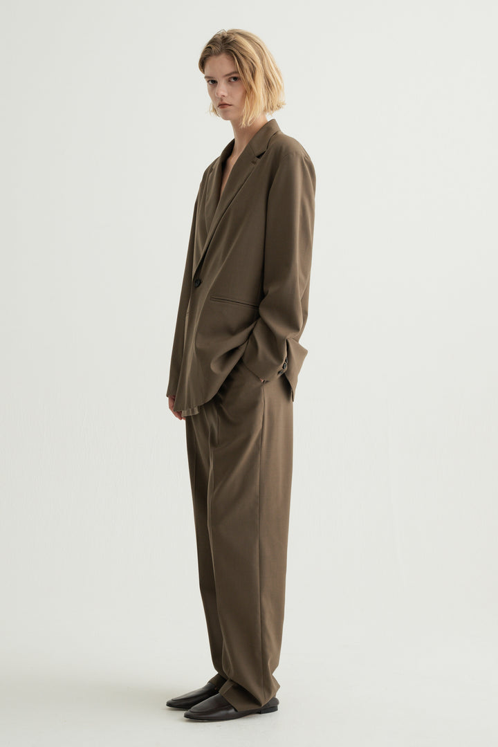 Virgin Wool Relaxed Jacket / Brown
