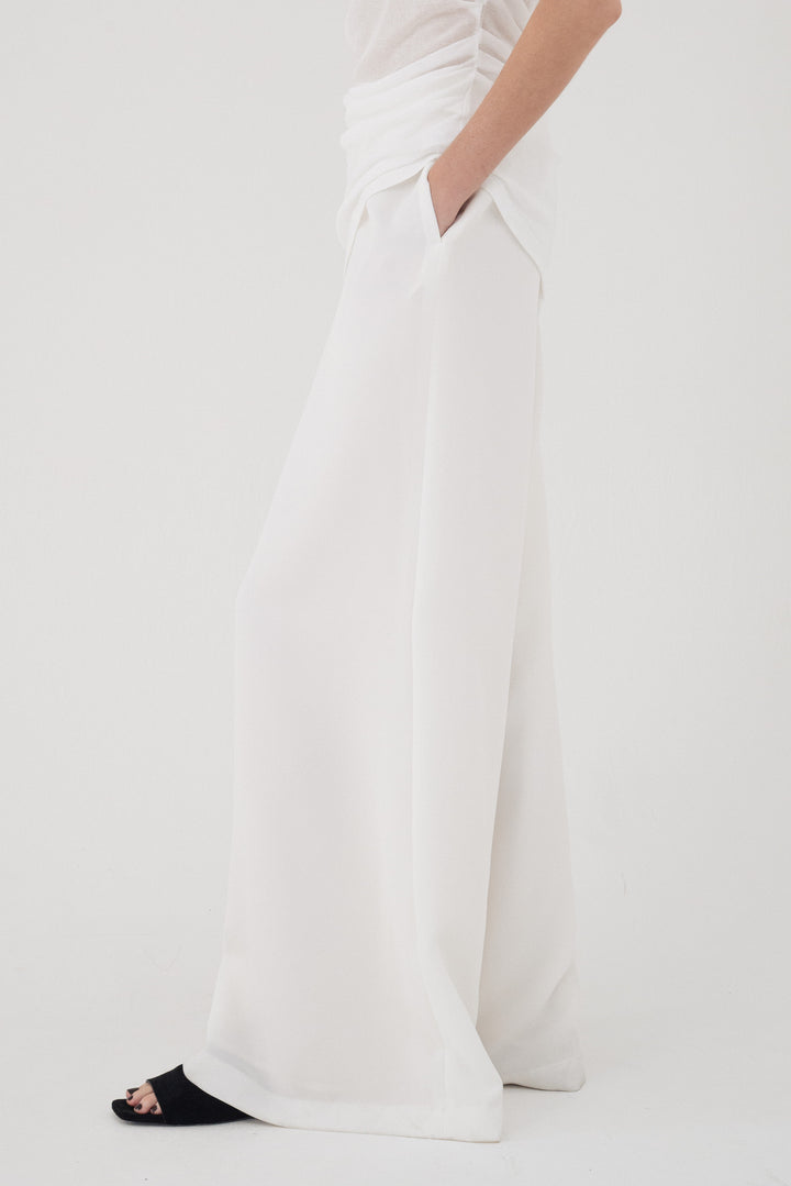 Flare Wide Trousers / White