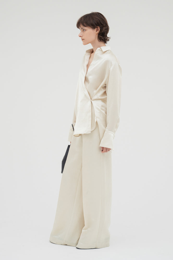 Vintage Satin Pants / Ecru