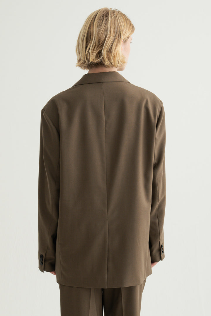 Virgin Wool Relaxed Jacket / Brown