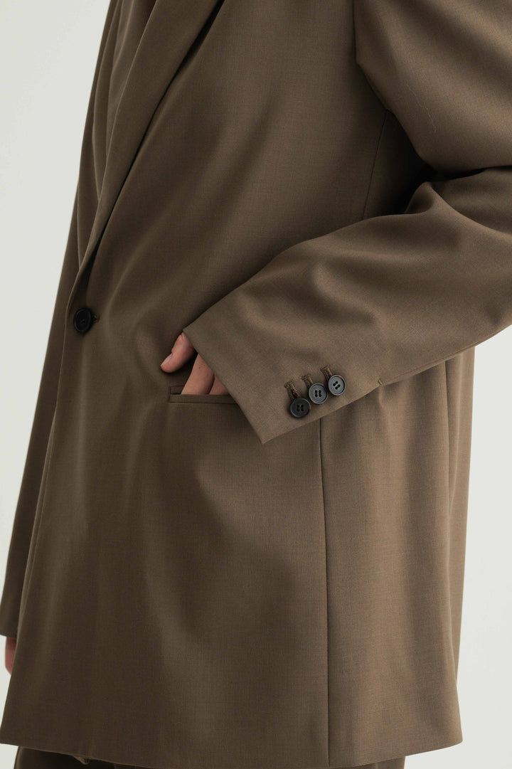 Virgin Wool Relaxed Jacket / Brown