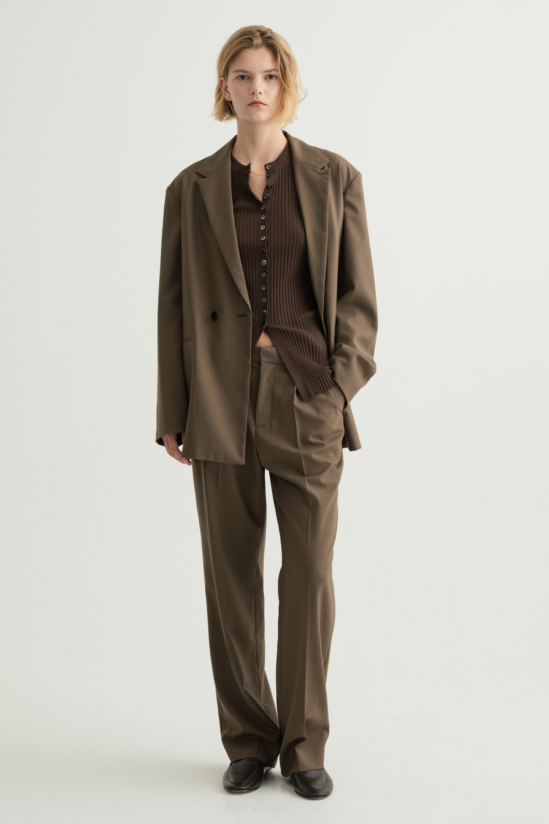 Virgin Wool Relaxed Jacket / Brown