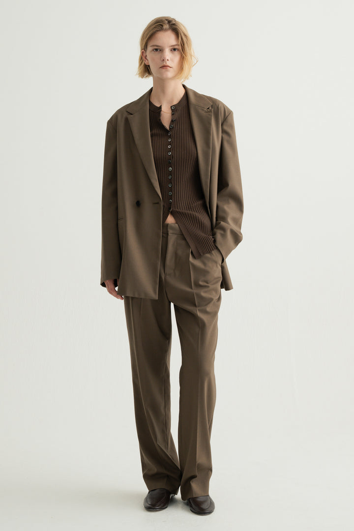 Virgin Wool Relaxed Jacket / Brown