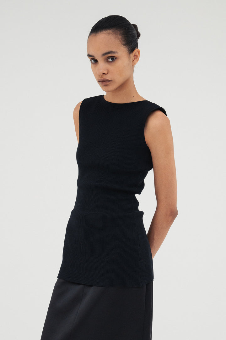 Modern Rib Tank Top / Black