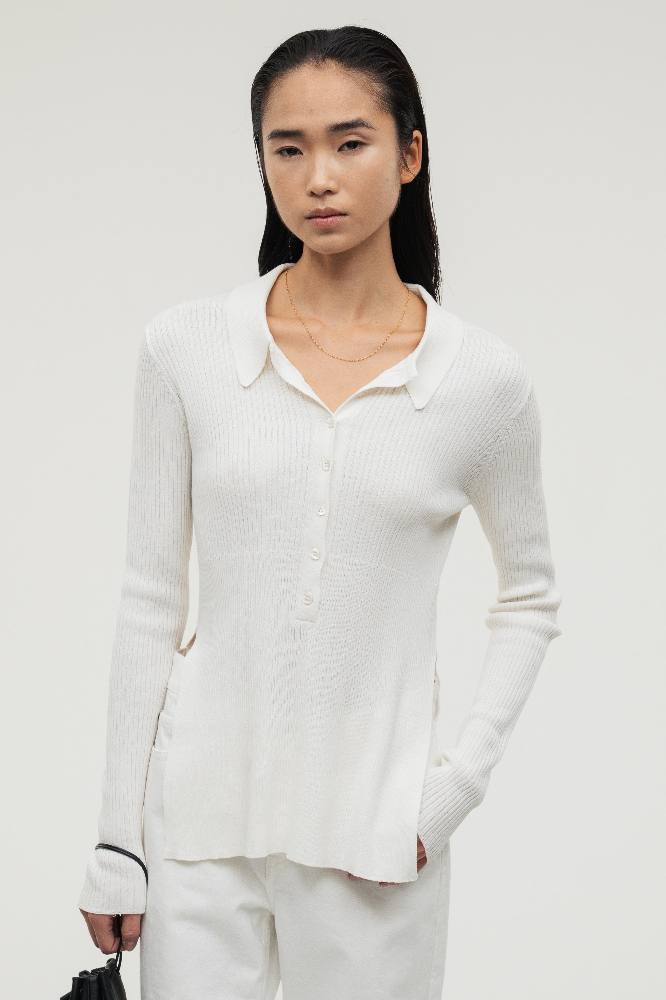 トップス (im) perf.Silk Drape Knit / White imperf The Garderobe – (im)perf.
