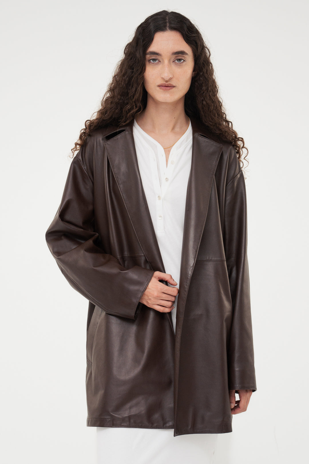 Leather Belted Short Coat