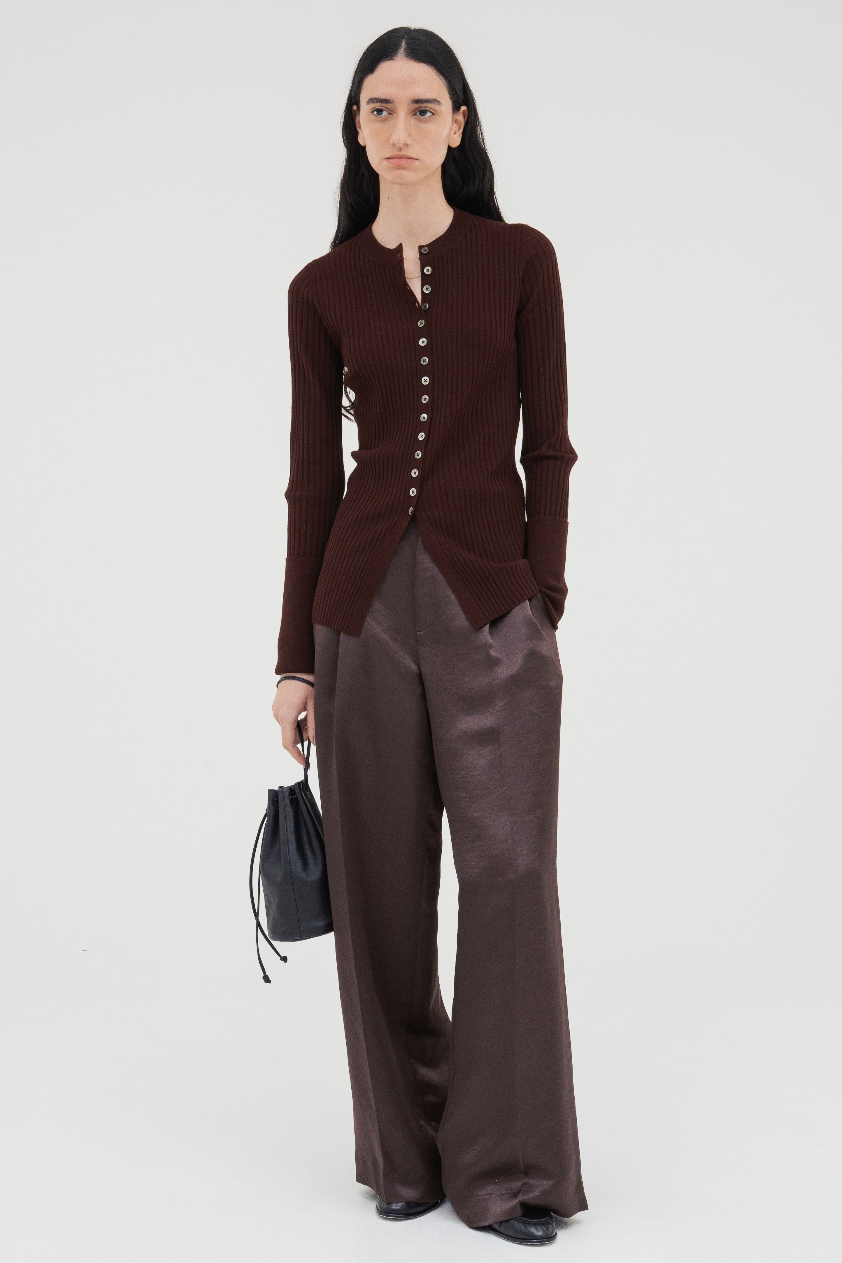 Long Sleeve Rib Cardigan / Burgundy – (im)perf.