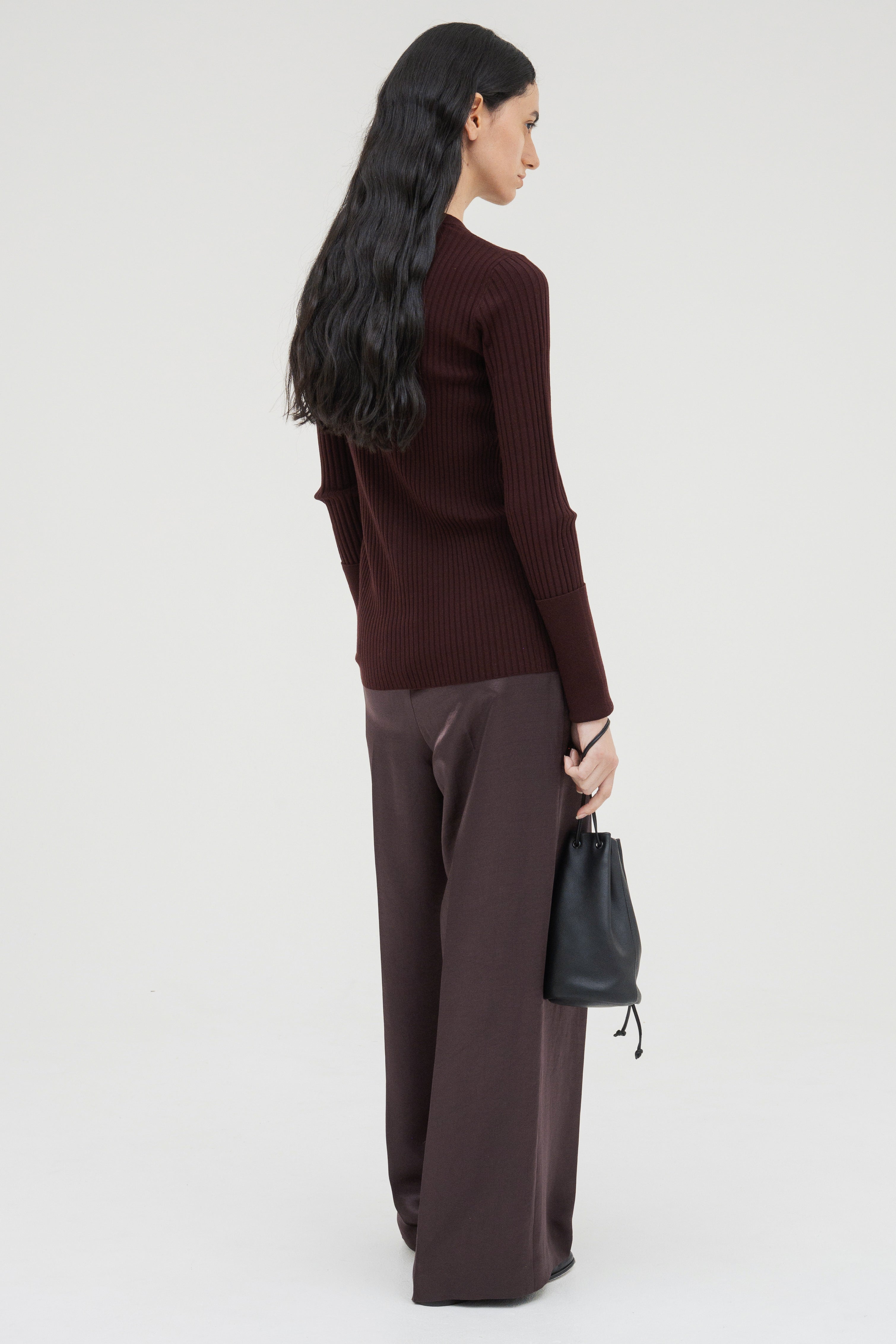 Long Sleeve Rib Cardigan / Burgundy – (im)perf.