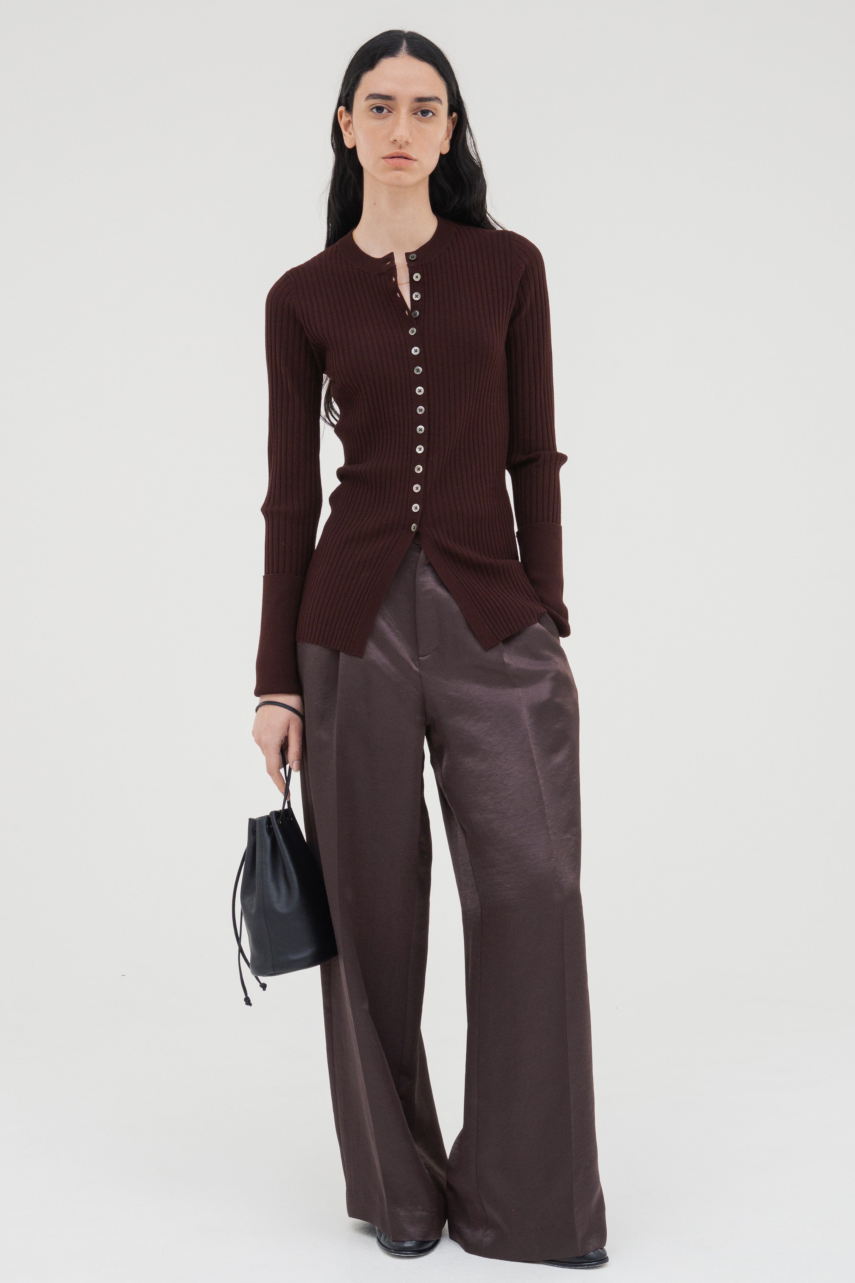 新品 imperf Long Sleeve Rib Cardigan Long Sleeve Rib Cardigan / Burgundy – (im)perf.