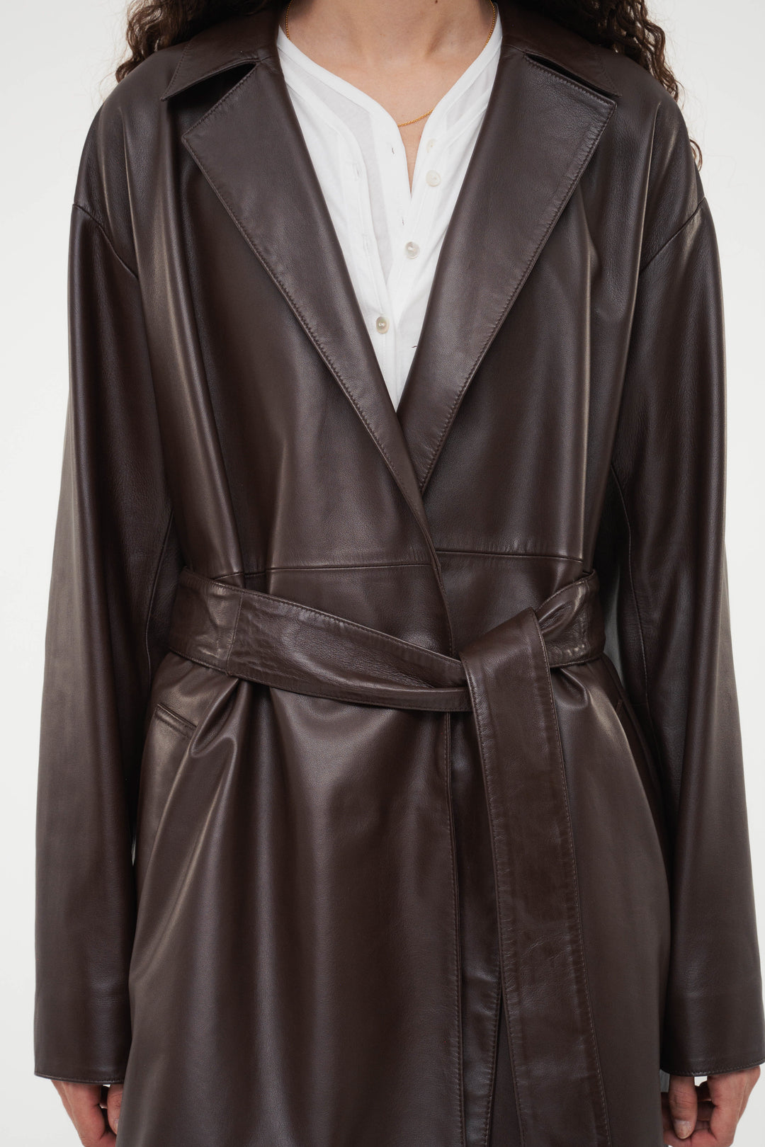 Leather Belted Short Coat