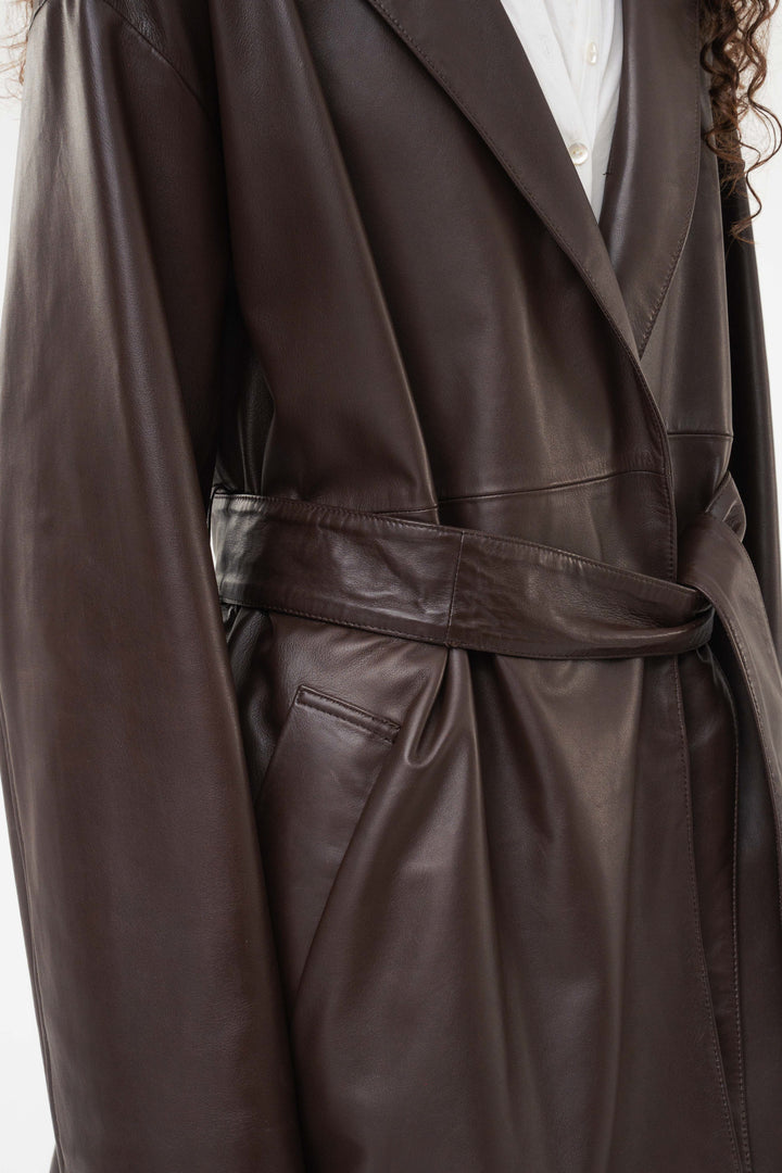 Leather Belted Short Coat