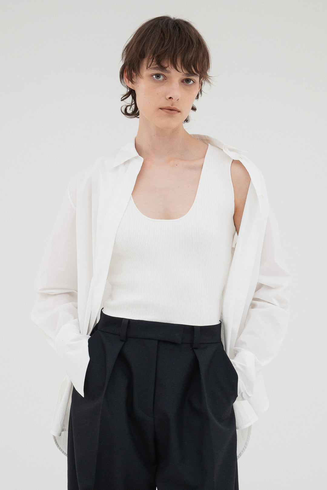 Modern Rib Tank Top / White