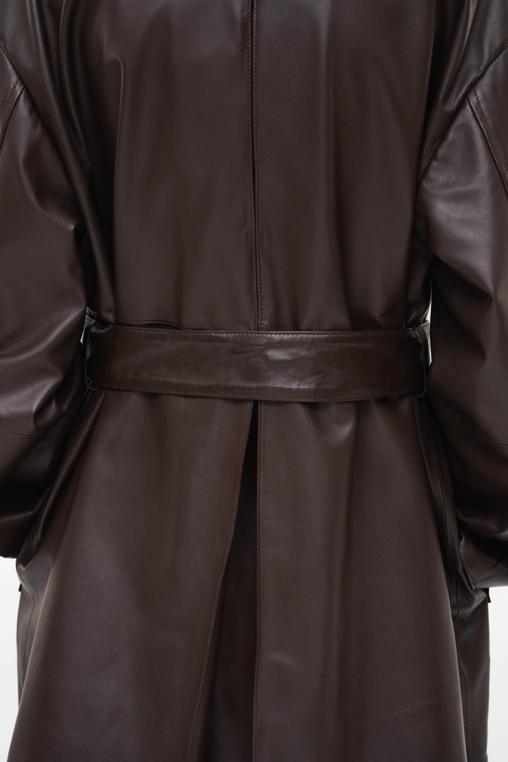 Leather Belted Short Coat