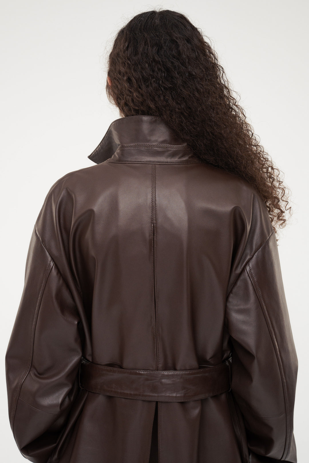 Leather Belted Short Coat