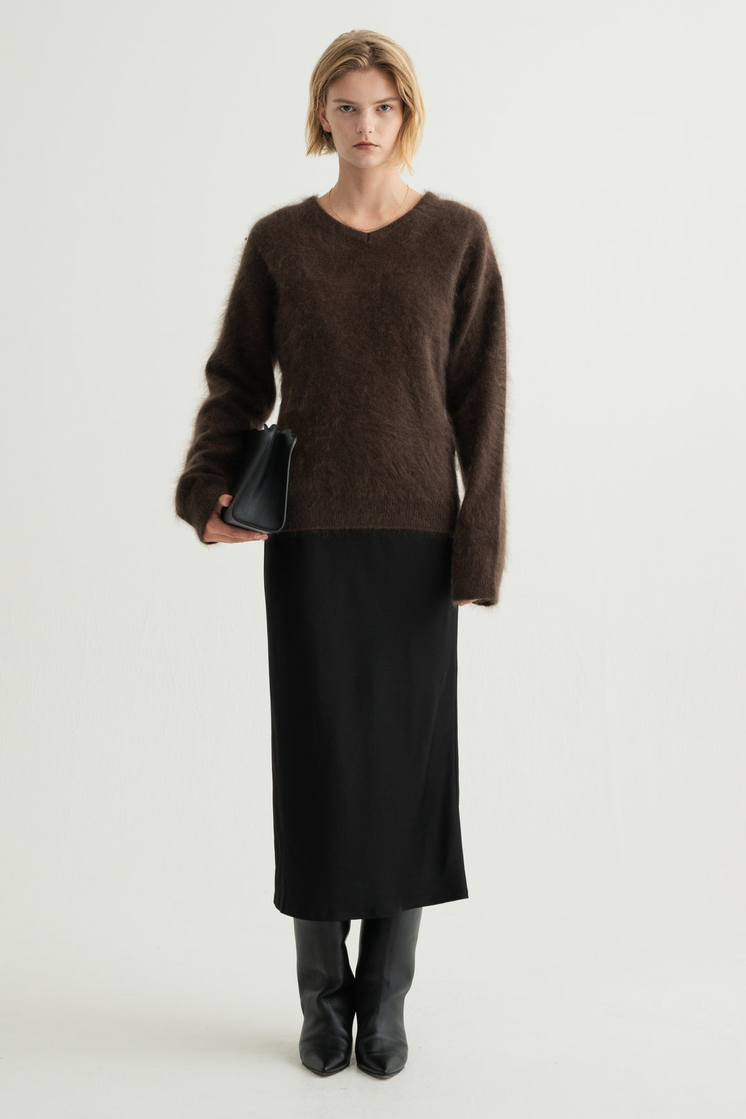Cashmere Silk Wool V/N Knit / Grey