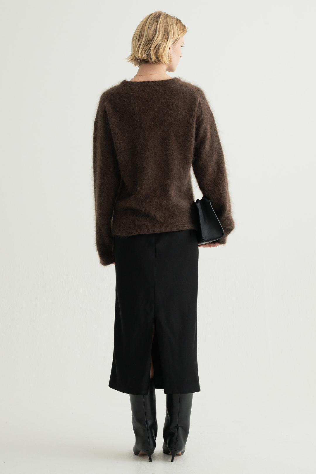 Cashmere Silk Wool V/N Knit / Grey