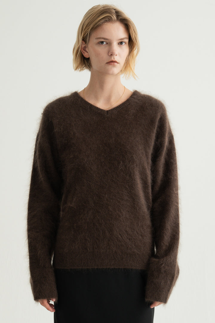 Cashmere Silk Wool V/N Knit / Grey