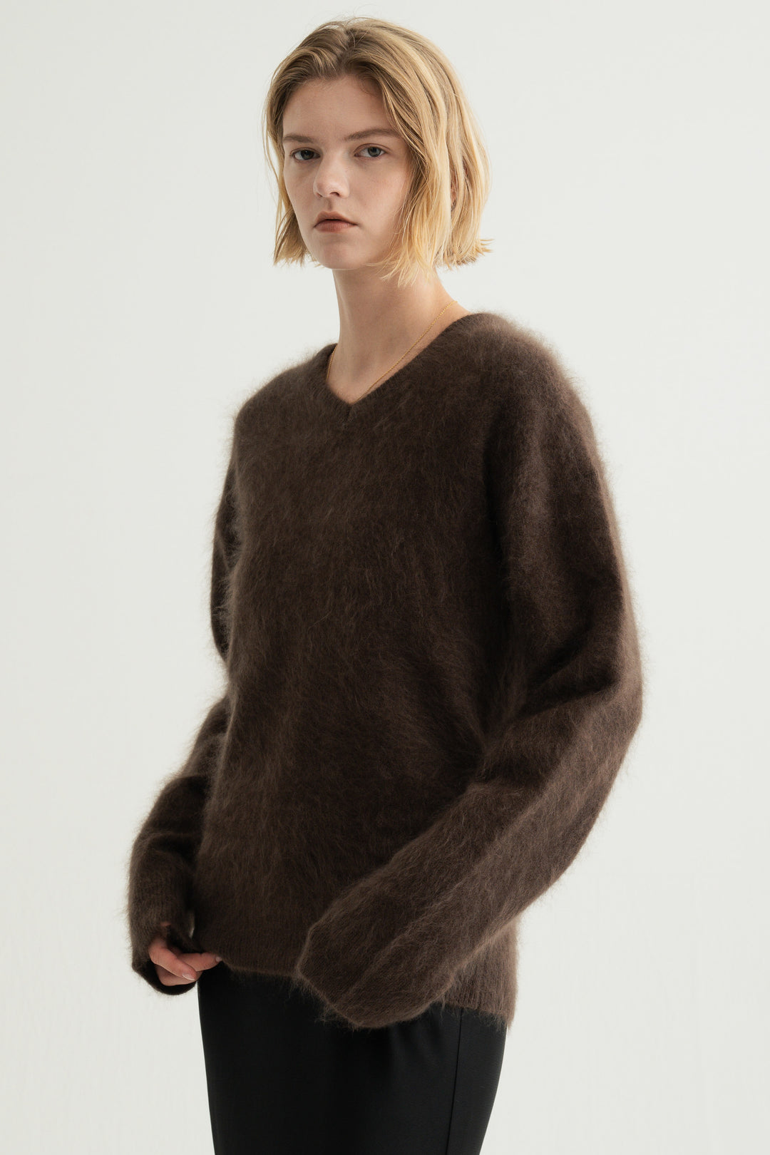 Cashmere Silk Wool V/N Knit / Grey