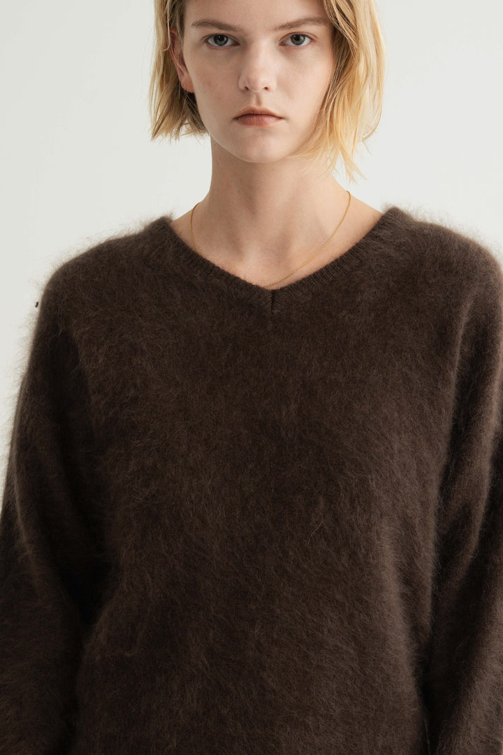 Cashmere Silk Wool V/N Knit / Grey