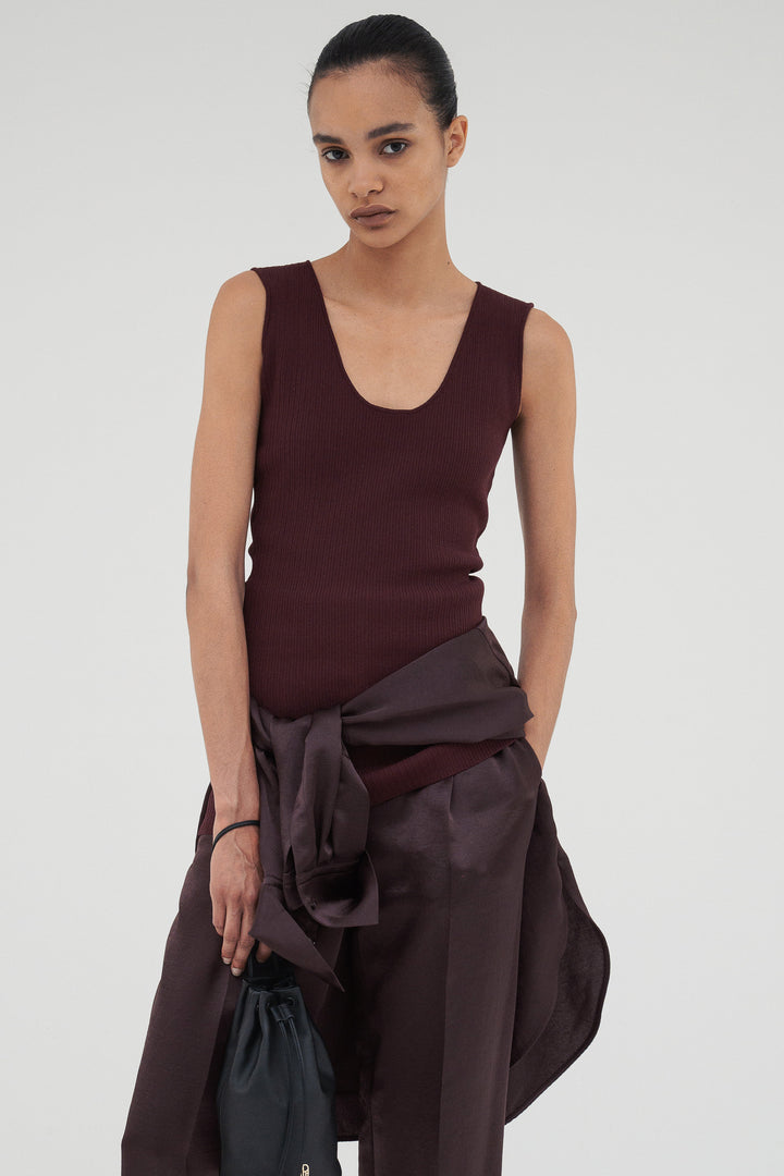 Modern Rib Tank Top / Burgundy