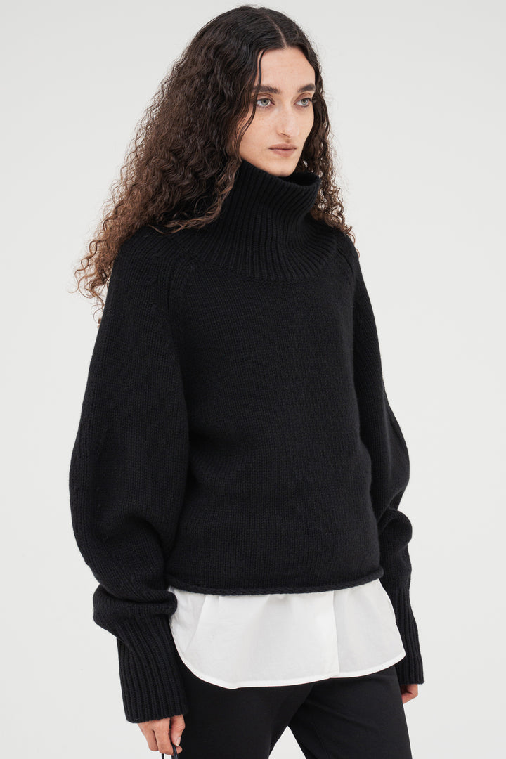 Contour Turtle Neck Knit / Black