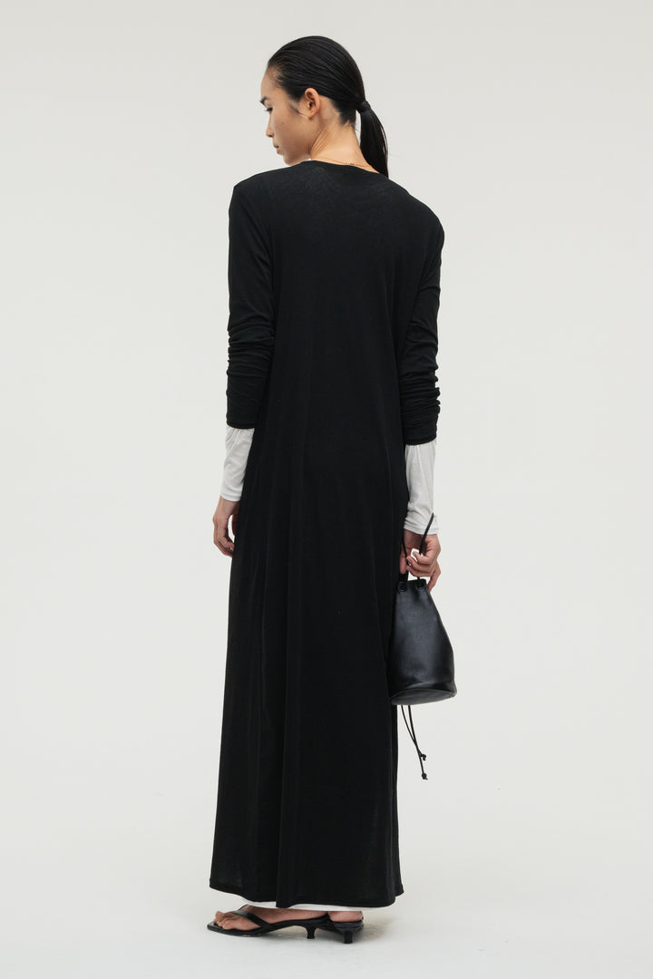 Minimal Henley Dress / Black