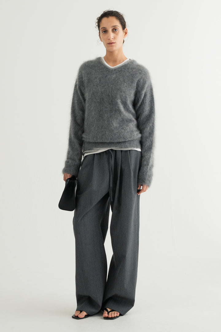 Cashmere Silk Wool V/N Knit / Grey