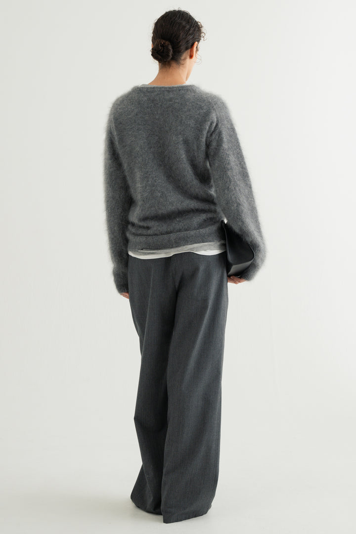Cashmere Silk Wool V/N Knit / Grey