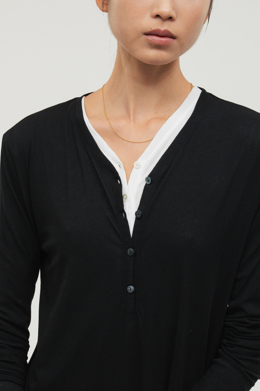 Minimal Henley Dress / Black