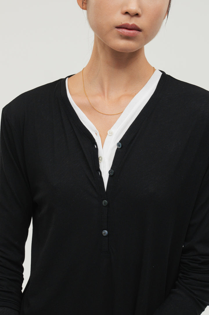 Minimal Henley Dress / Black