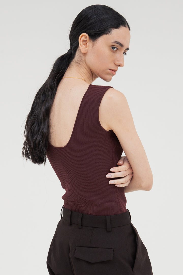 Modern Rib Tank Top / Burgundy