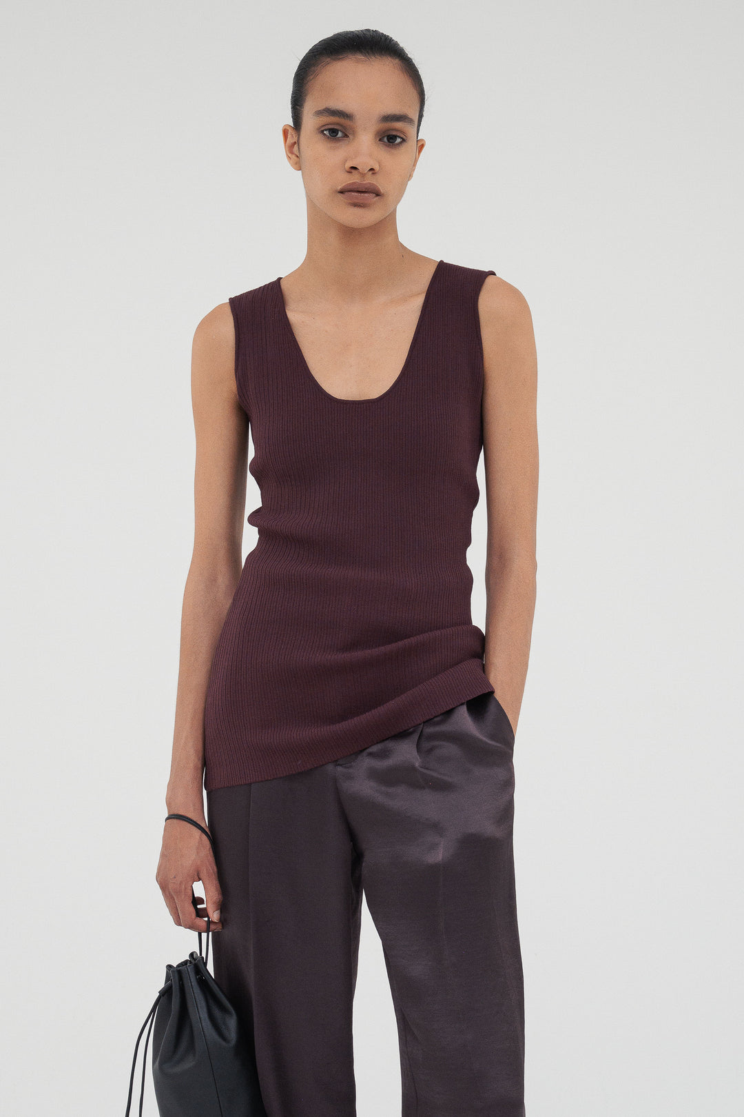 Modern Rib Tank Top / Burgundy
