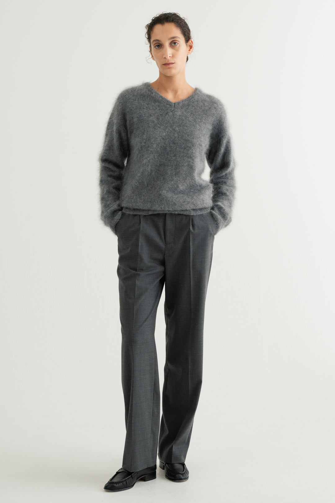 Cashmere Silk Wool V/N Knit / Grey