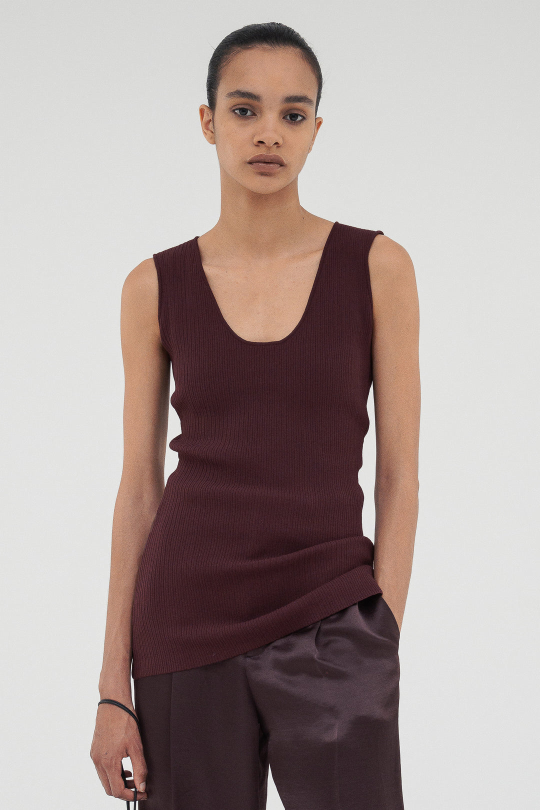 Modern Rib Tank Top / Burgundy