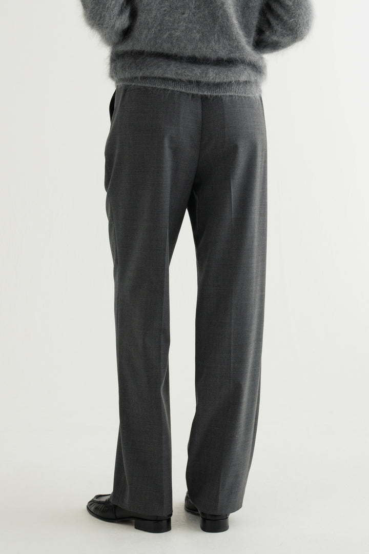 Virgin Wool Slim Straight Pants / Grey