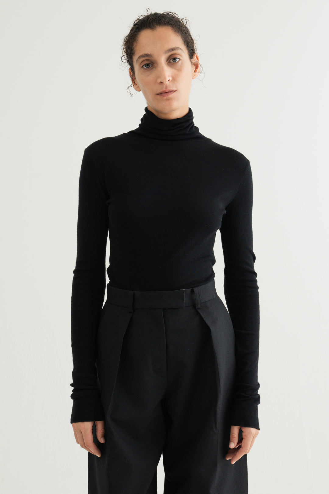 Cotton Cashmere Jersey Top / Black