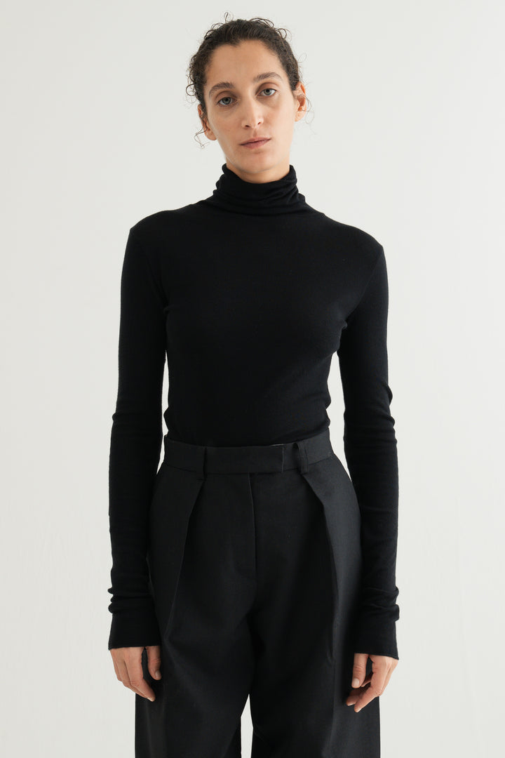 Cotton Cashmere Jersey Top / Black
