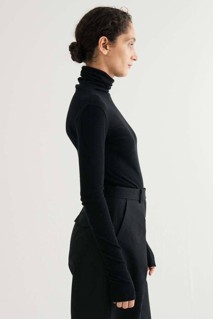 Cotton Cashmere Jersey Top / Black