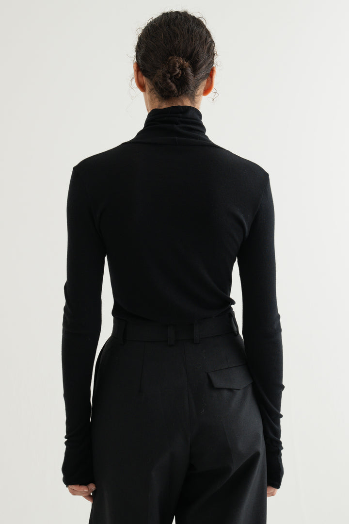 Cotton Cashmere Jersey Top / Black