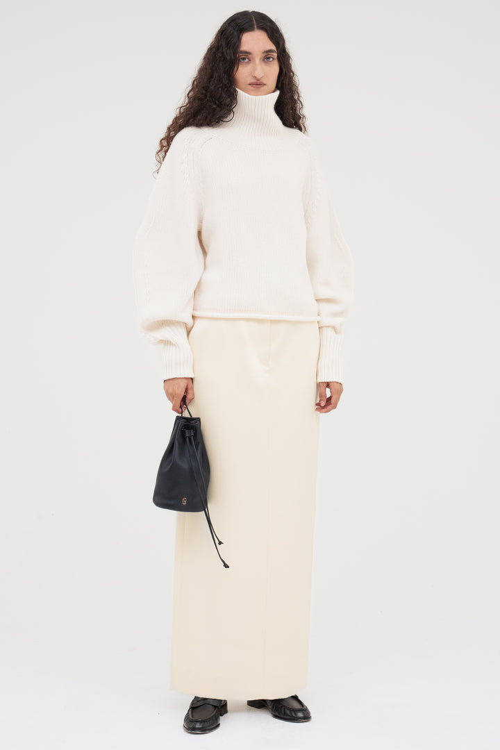 Double Satin Long Skirt / Ecru