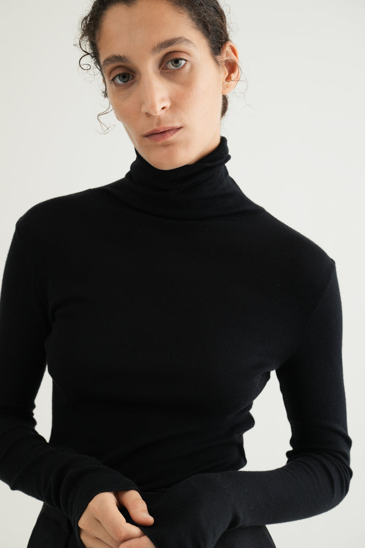 Cotton Cashmere Jersey Top / Black