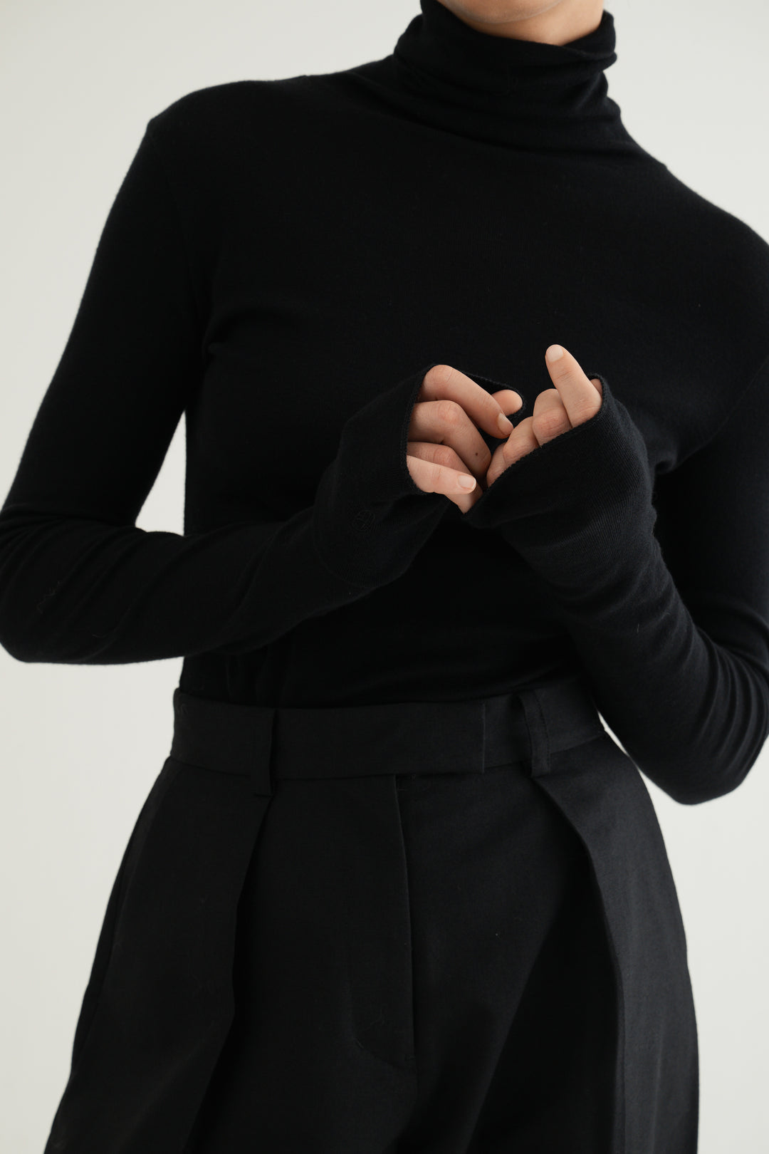 Cotton Cashmere Jersey Top / Black