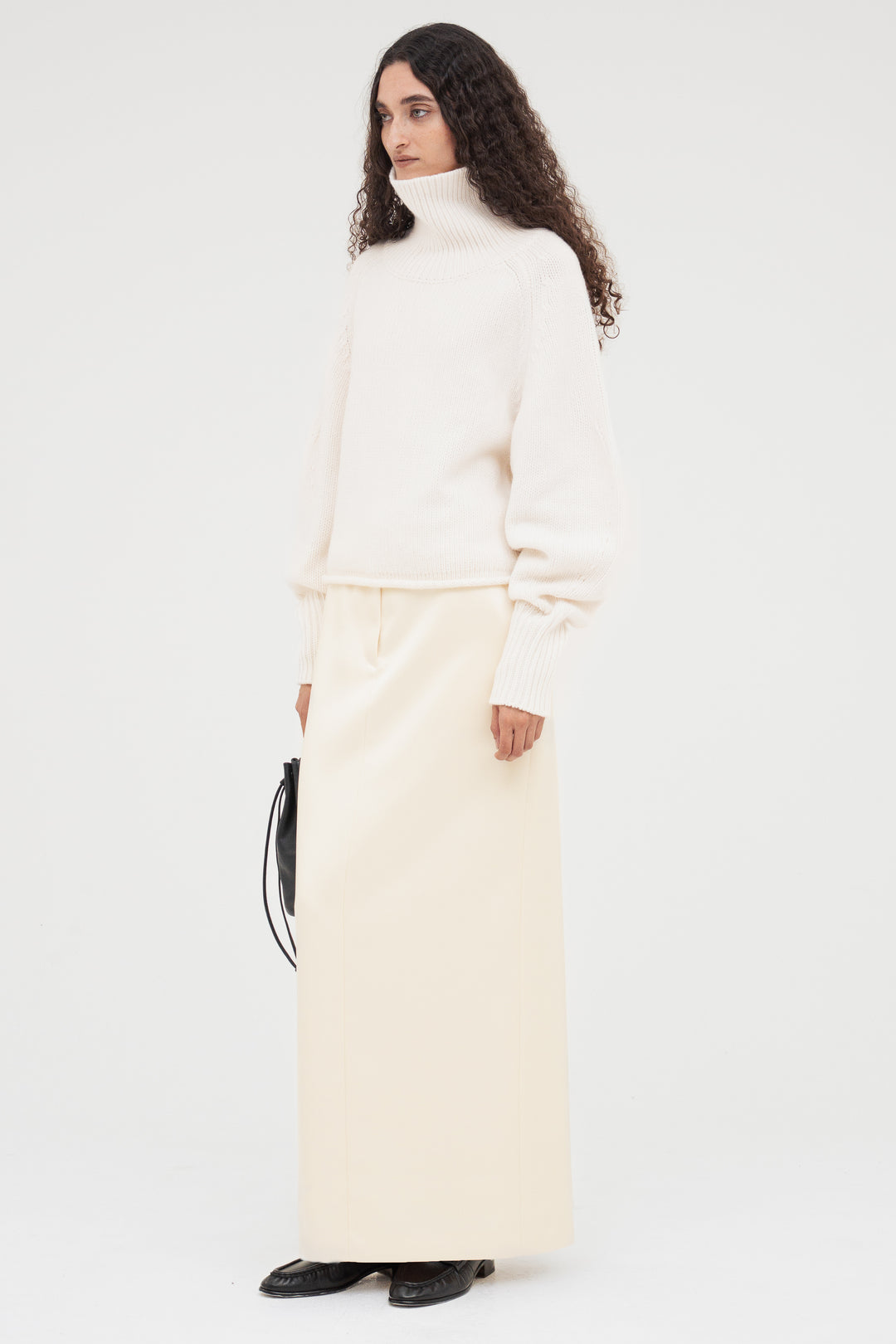 Double Satin Long Skirt / Ecru